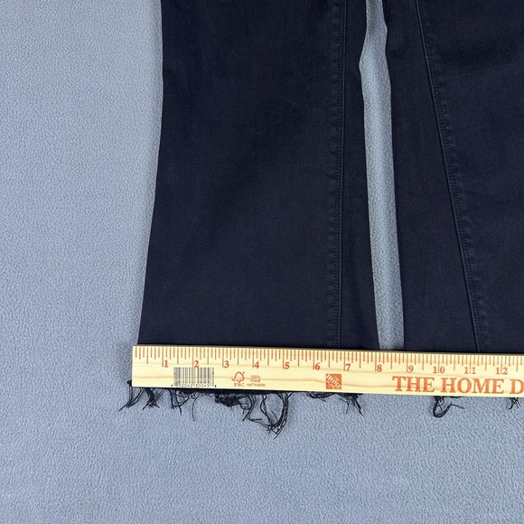 Spanx Jeans Womens Small Black Cropped Flare Pull On Stretch Distressed Raw Hem - Picture 10 of 13